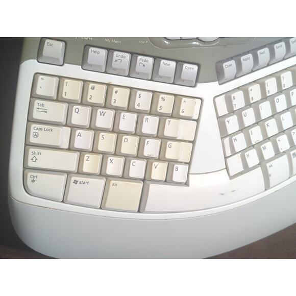 Microsoft Natural Multimedia Keyboard 1.0a RT9470 Ergonomic White Blue PS2 - Picture 3 of 6